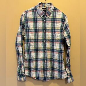 GAP Men's Blue and Green Plaid Button Down Shirt